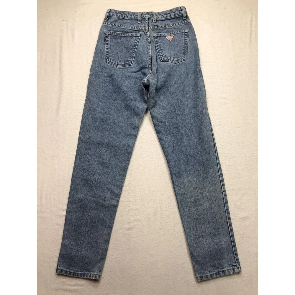 Vintage GUESS 1050 Jeans Women 28x30 Light Acid Wash Blue Denim USA Made Taper